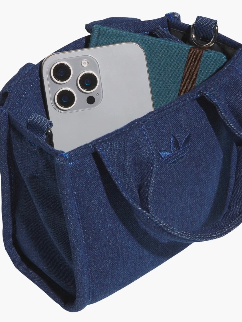 adidas Originals Navy Denim Mini Tote with Trefoil Tag - Picture 2 of 11